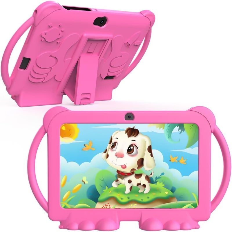 HOTTABLET Kids Tablet 7 inch Android 12, 4GB RAM 32GB ROM, 512GB Expandsion, with Parental Control, WiFi, Bluetooth, Dual Camera with Silicone Case, 1PCS(Pink) - Image 1